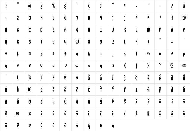 Bocuma Dent BRK Normal  glyph index