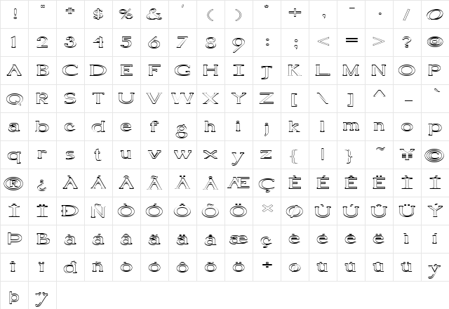 FZ ROMAN 18 HOLLOW EX Normal  glyph index