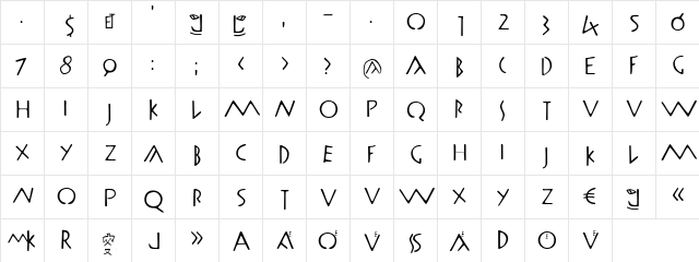 RomaMonumentalBC Regular  glyph index
