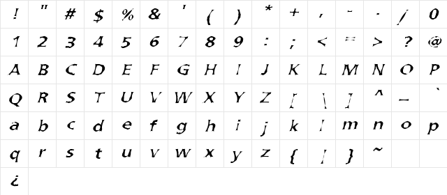 Arvada Normal  glyph index