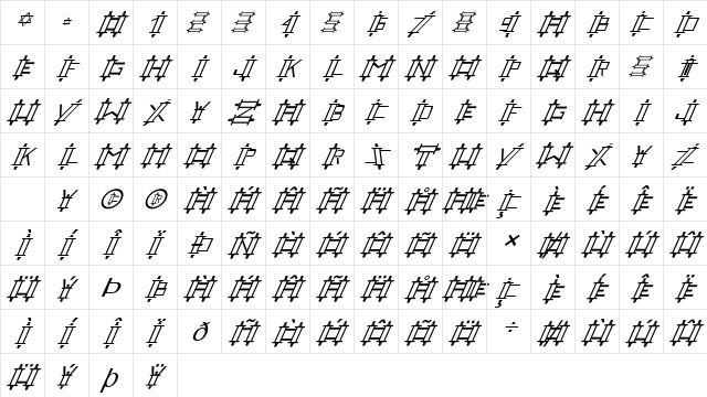 FZ UNIQUE 47 ITALIC Normal  glyph index