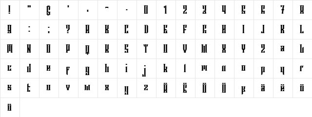 Archipelago Condensed  glyph index