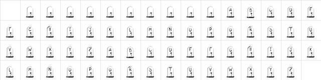 KR Gravestone Regular  glyph index