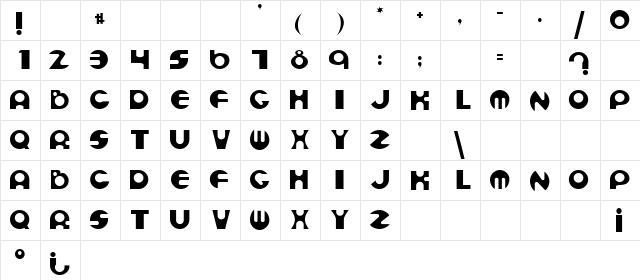 Espheres Regular  glyph index