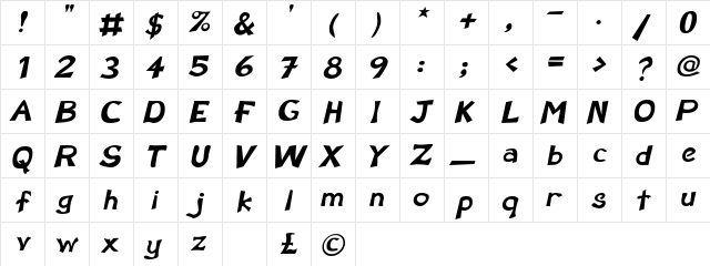 KaronSSK BoldItalic  glyph index