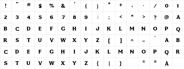 Motlow Caps Regular  glyph index