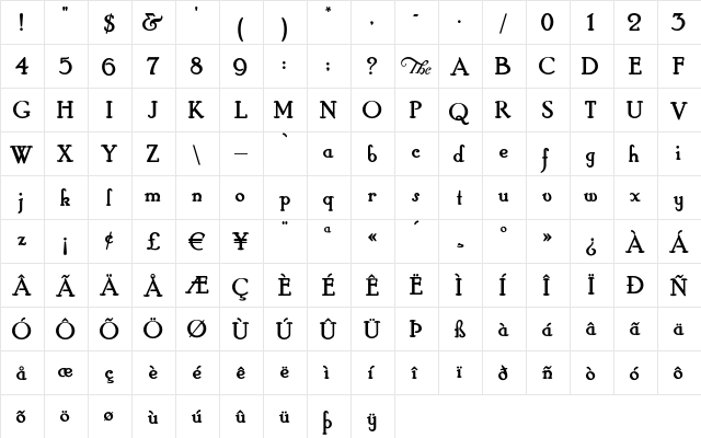 HobbyHorse Regular  glyph index