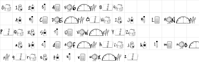 School Tools Regular  glyph index