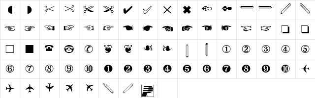 PT Whatsits Normal  glyph index