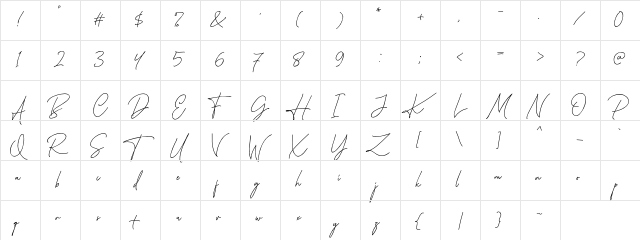 Katherine Free Regular  glyph index