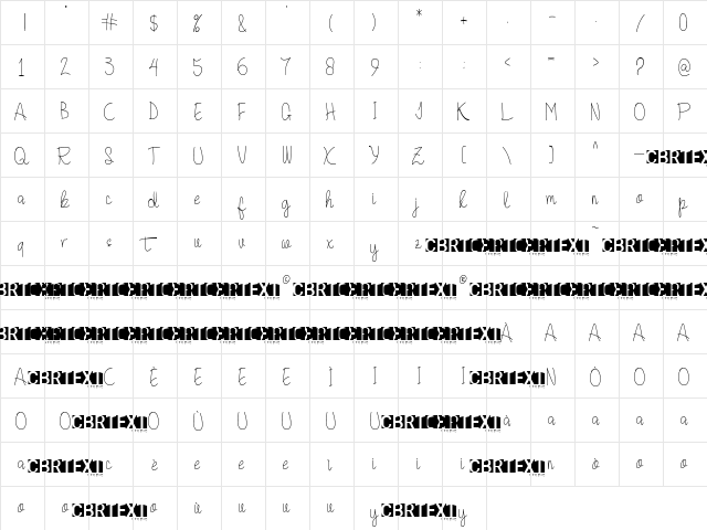 Quesky Regular  glyph index
