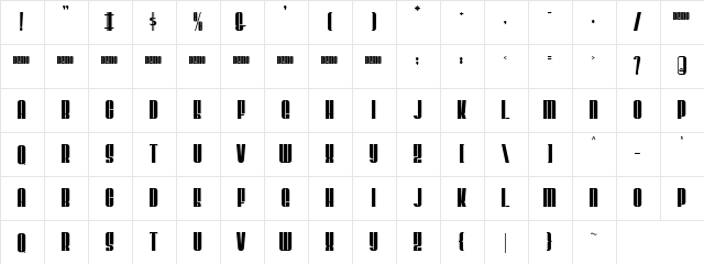 CEDRIC demo Regular  glyph index