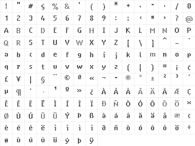 Ring Matrix Regular  glyph index