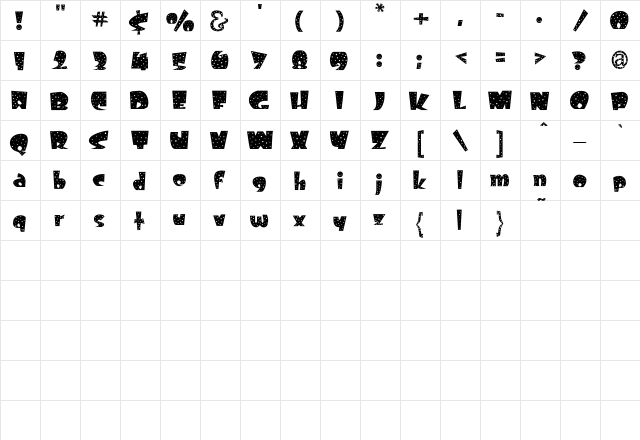 Freckle Regular  glyph index