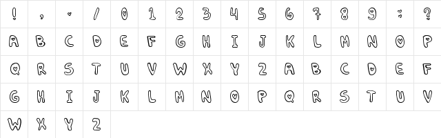 Denne Puffy-Hearts Regular  glyph index