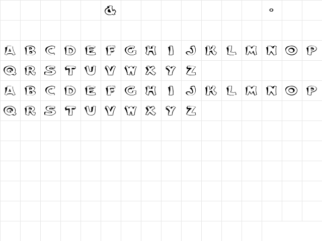 Cartoon Slant 5 Regular  glyph index