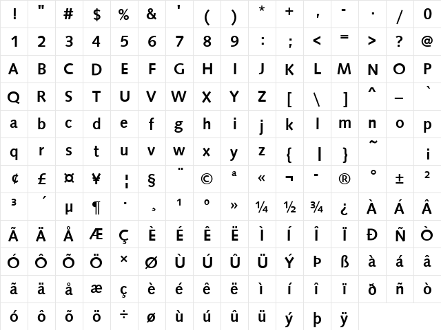 URWSamarkandDMed Regular  glyph index