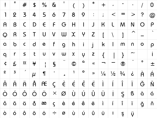 00287 Regular  glyph index