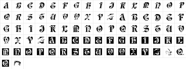 DolbyFraxCaps Regular  glyph index