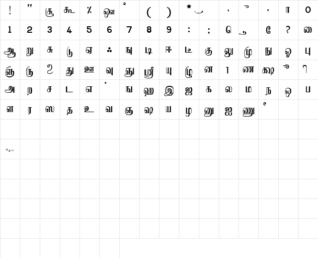 KS_Kamban Normal  glyph index