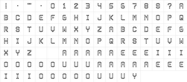 Bitless Regular  glyph index