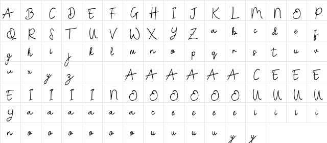 Donellia Demo Regular  glyph index