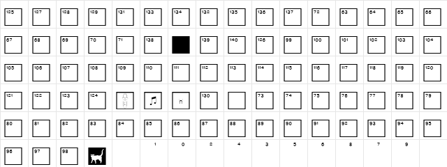 CrosswordHighNumbers Regular  glyph index