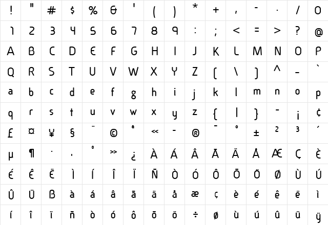 Cineplex LT Bold  glyph index