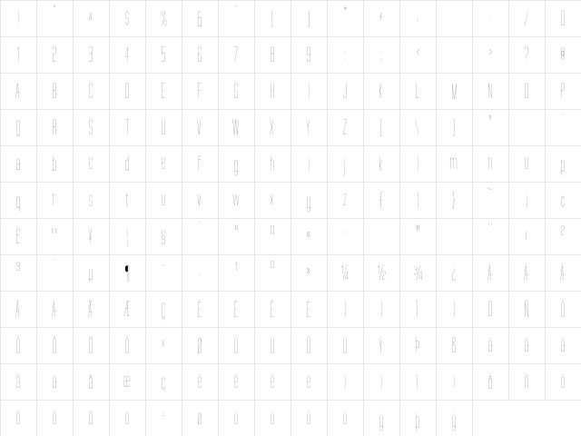 Tall Films Fine Regular  glyph index