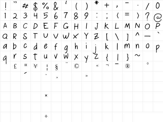 Le Lissage Regular  glyph index
