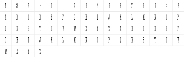 HFF Quick Draw Regular  glyph index