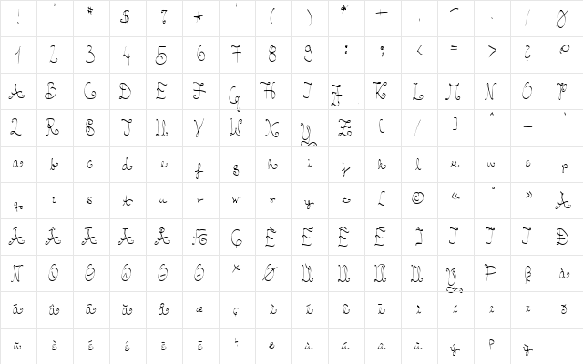 Solskriven Regular  glyph index