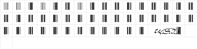 Code 3 of 9 Regular  glyph index
