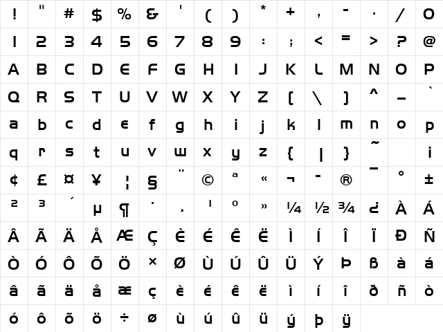 Handel Becker Med Regular  glyph index