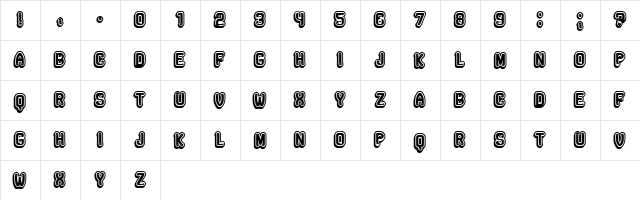 Rockefeller 3D Extravagant Flat Regular  glyph index