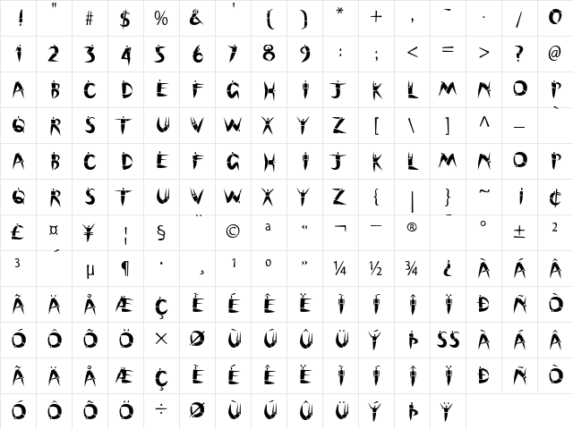 Man At Play Regular  glyph index