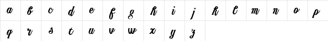 Publishing Script DEMO version Regular  glyph index