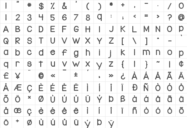 KG Candy Cane Stripe Regular  glyph index