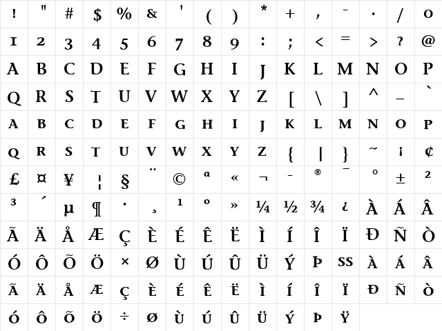 StoneInfSCITC Regular  glyph index