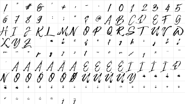 Beastmachine Regular  glyph index