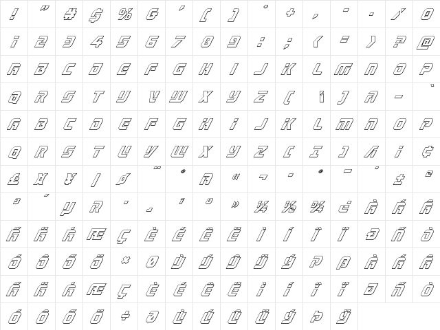 Legio Sabina Outline Italic Outline Italic  glyph index