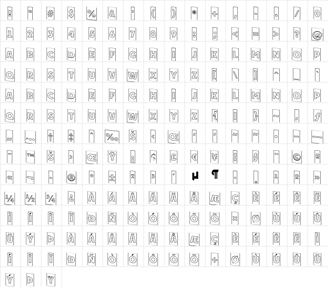 a_PlakatCmOtlDn Regular  glyph index