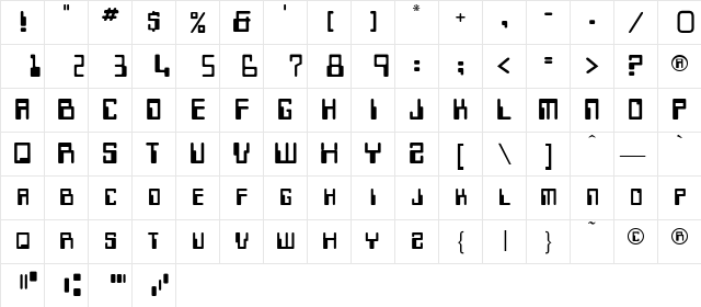 CheckStub Regular  glyph index