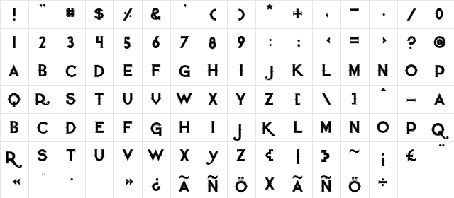 Quiet the Thief OutlinedTight  glyph index