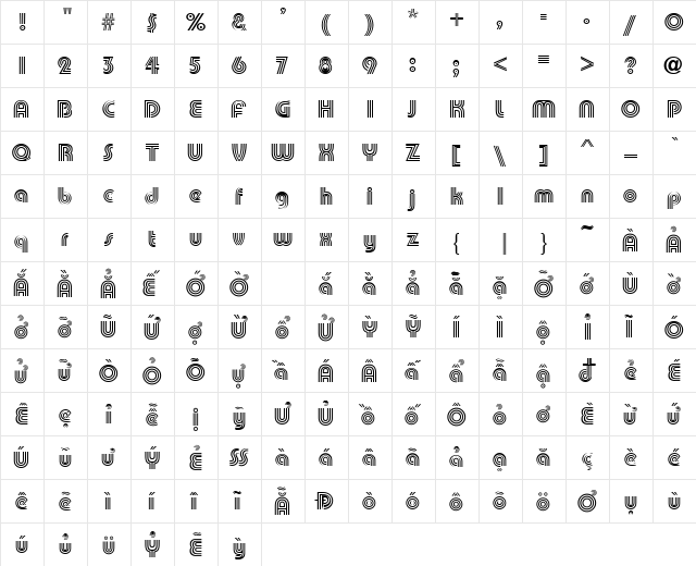 VPS Binh Duong Regular  glyph index