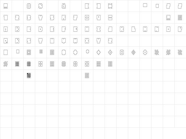 QUBE HOLLOW THIN REGULAR  glyph index