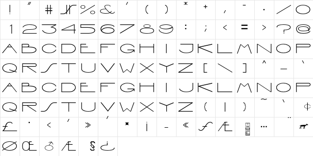 Interdimensional Regular  glyph index