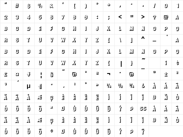 URWSulpiciusShaD Regular  glyph index
