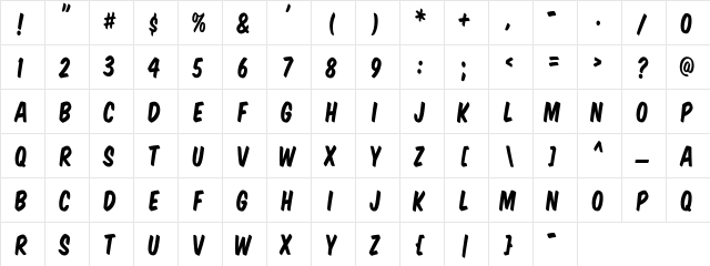 VTCSuperMarketSale Regular  glyph index