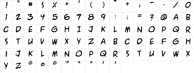 A.C.M.E. Explosive Regular  glyph index